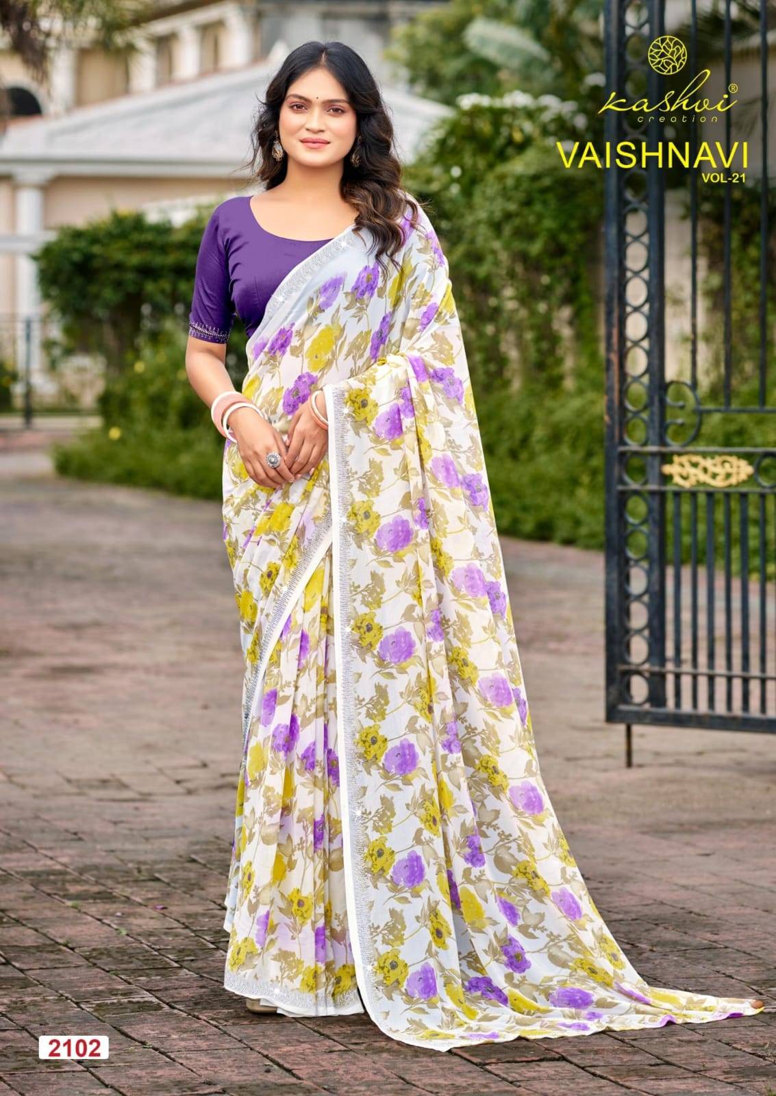 VAISHNAVI VOL 21 By KASHVI CREATION 2101 To 2108 Series Indian Traditional Wear Georgette sarees At Wholesale Price